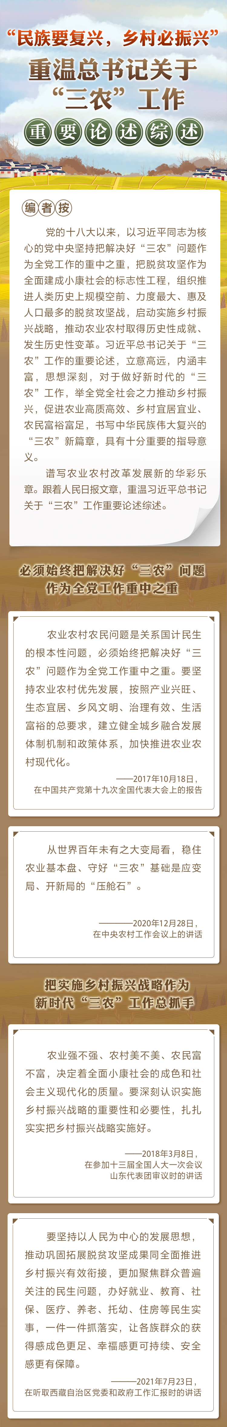 “民族要復興，鄉村必振興” 重溫總書記關于“三農”工作重要論述綜述