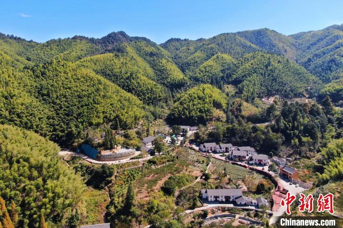 航拍江西井岡山市神山村，青山環(huán)繞，風(fēng)景秀美。　劉力鑫 攝