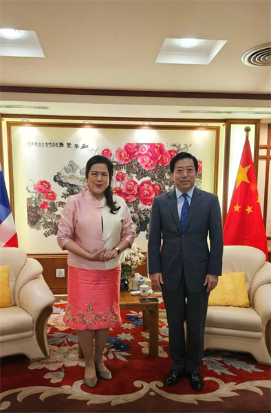 中國駐泰國大使會見泰國民聯廳候任廳長。中國駐泰國大使館供圖