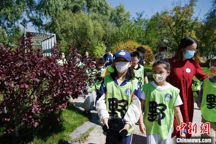 圖為小朋友在青海西寧湟水國家濕地公園內認識植物?！●R銘言 攝