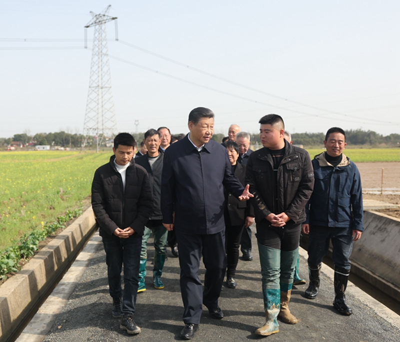 2024年3月19日，習近平總書記在湖南常德港中坪村考察。
