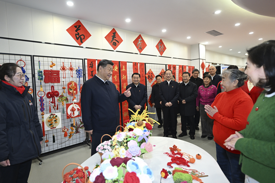 2025年1月23日，習近平總書記在沈陽大東區長安街道長安小區社區黨群服務中心考察。