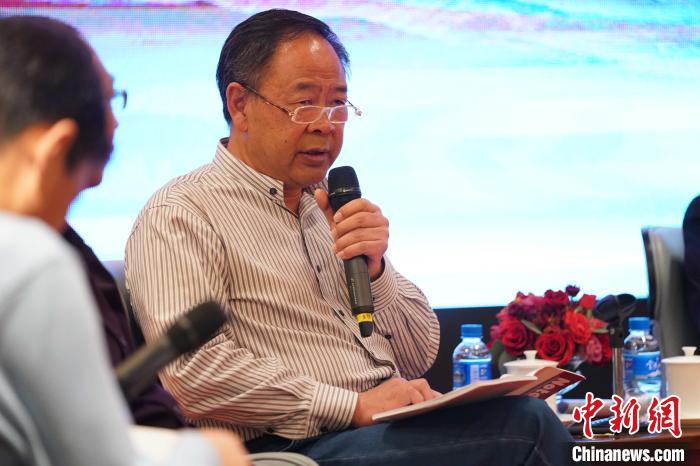 圖為青海省藝術研究所所長、文化學者耿占坤發(fā)表觀點。　蘇丹 攝