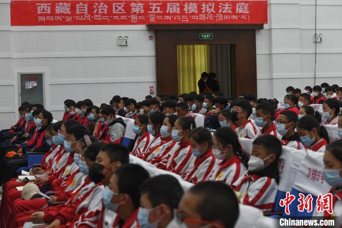 圖為西藏自治區(qū)第五屆模擬法庭現(xiàn)場。　貢嘎來松 攝